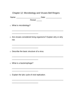 Microbiology & Viruses Bell Ringers & Exit Tickets sample page