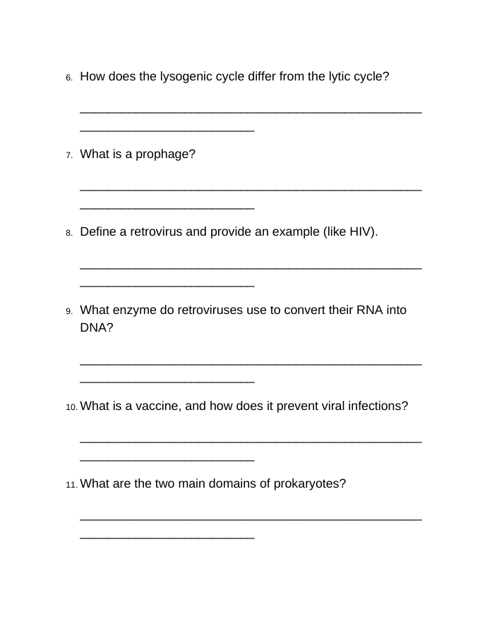 Microbiology & Viruses Bell Ringers & Exit Tickets sample page