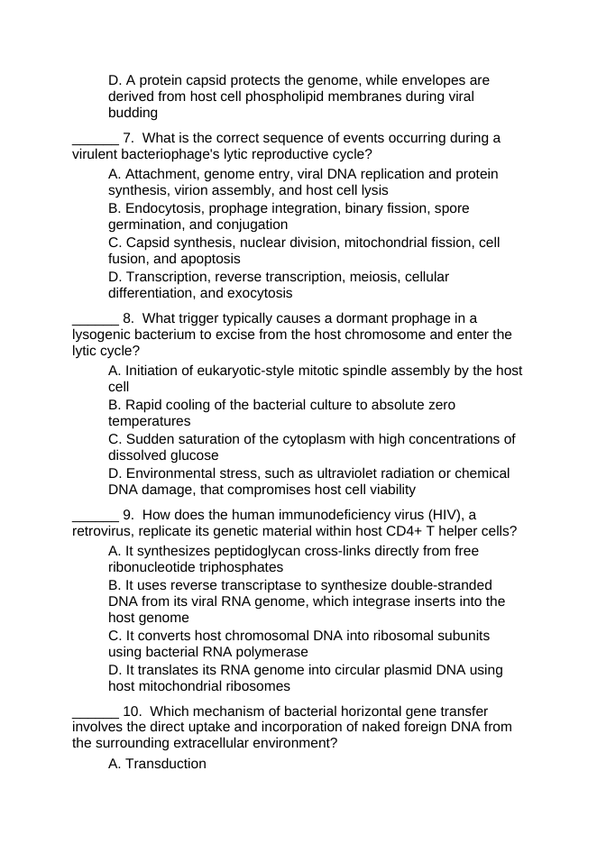 Microbiology & Viruses Lesson Quiz sample page