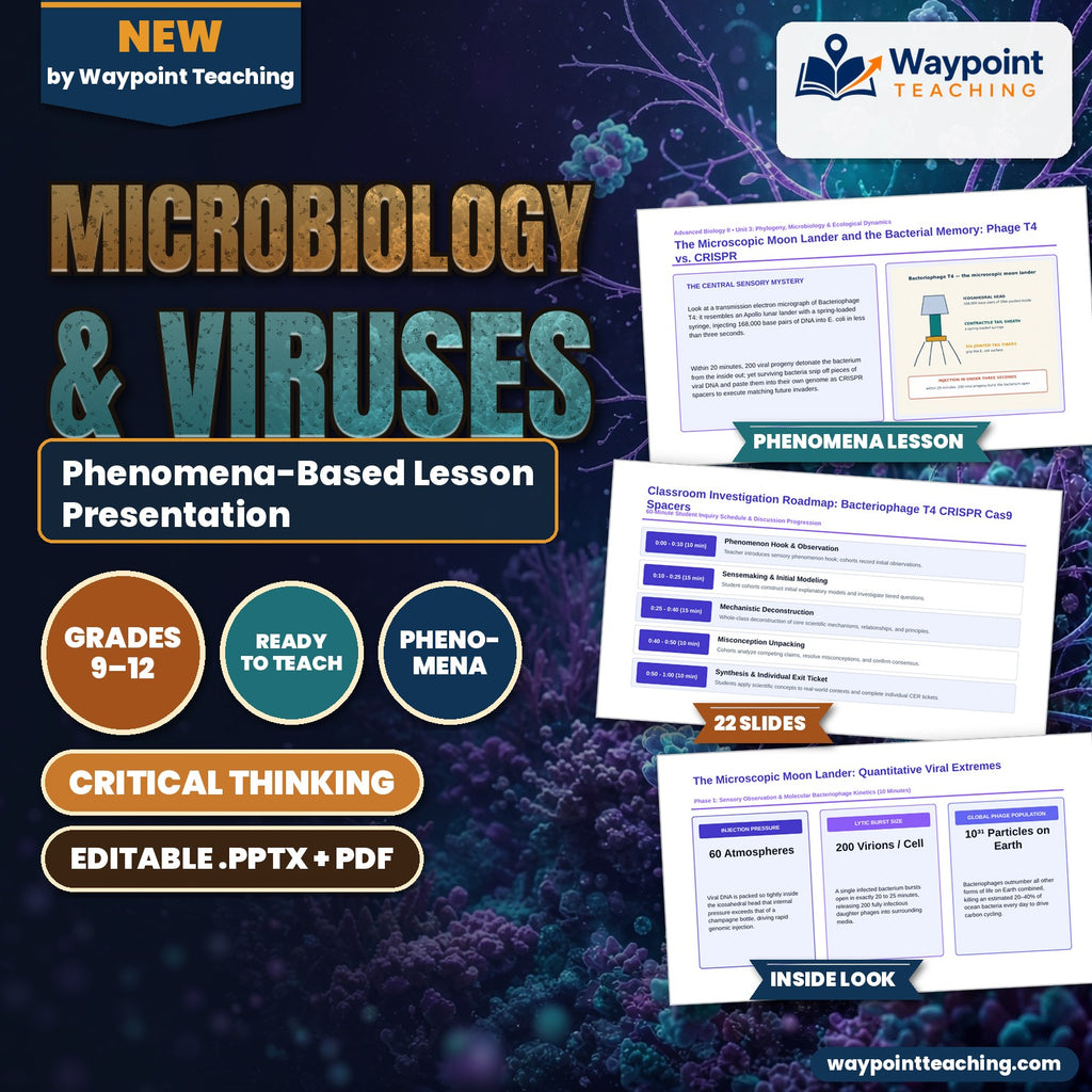 Microbiology & Viruses Phenomena-Based Lesson: The Microscopic Moon Lander and the Bacterial Memory: Phage T4 vs. CRISPR Presentation cover