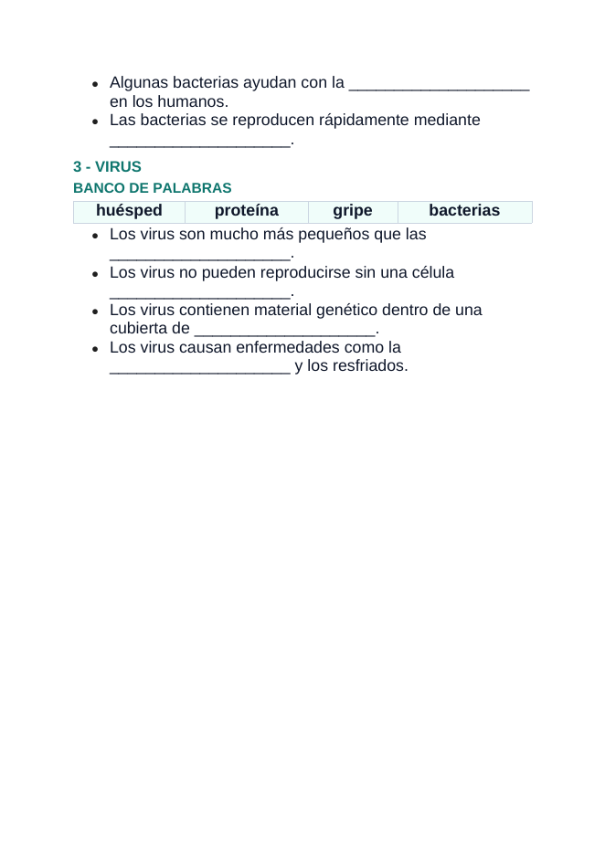 Microbiology & Viruses Spanish Guided Notes sample page