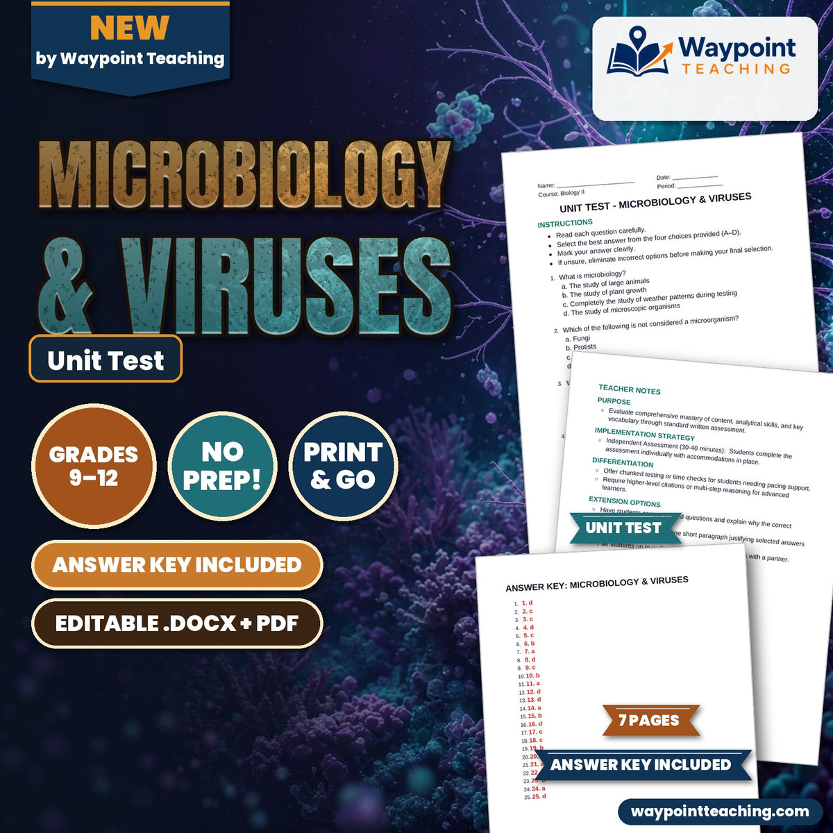 Microbiology & Viruses Unit Test cover