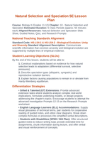 Natural Selection & Speciation 5E Lesson Plan sample page