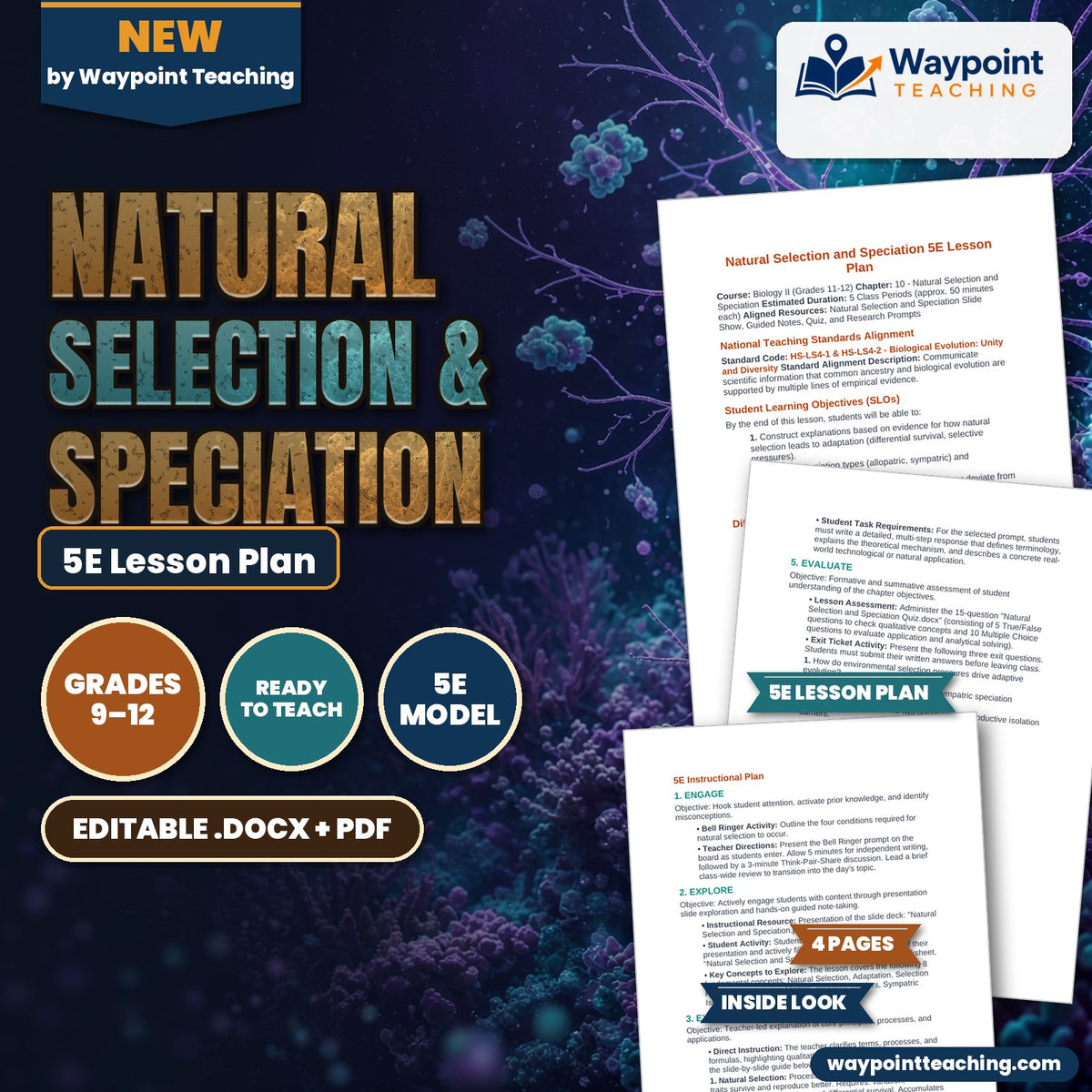 Natural Selection & Speciation 5E Lesson Plan cover