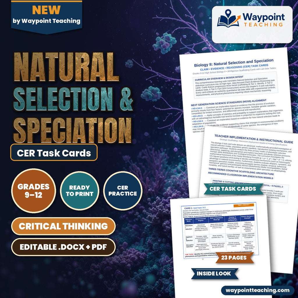 Natural Selection & Speciation CER Task Cards cover