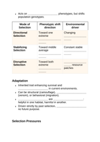 Natural Selection & Speciation Guided Notes sample page