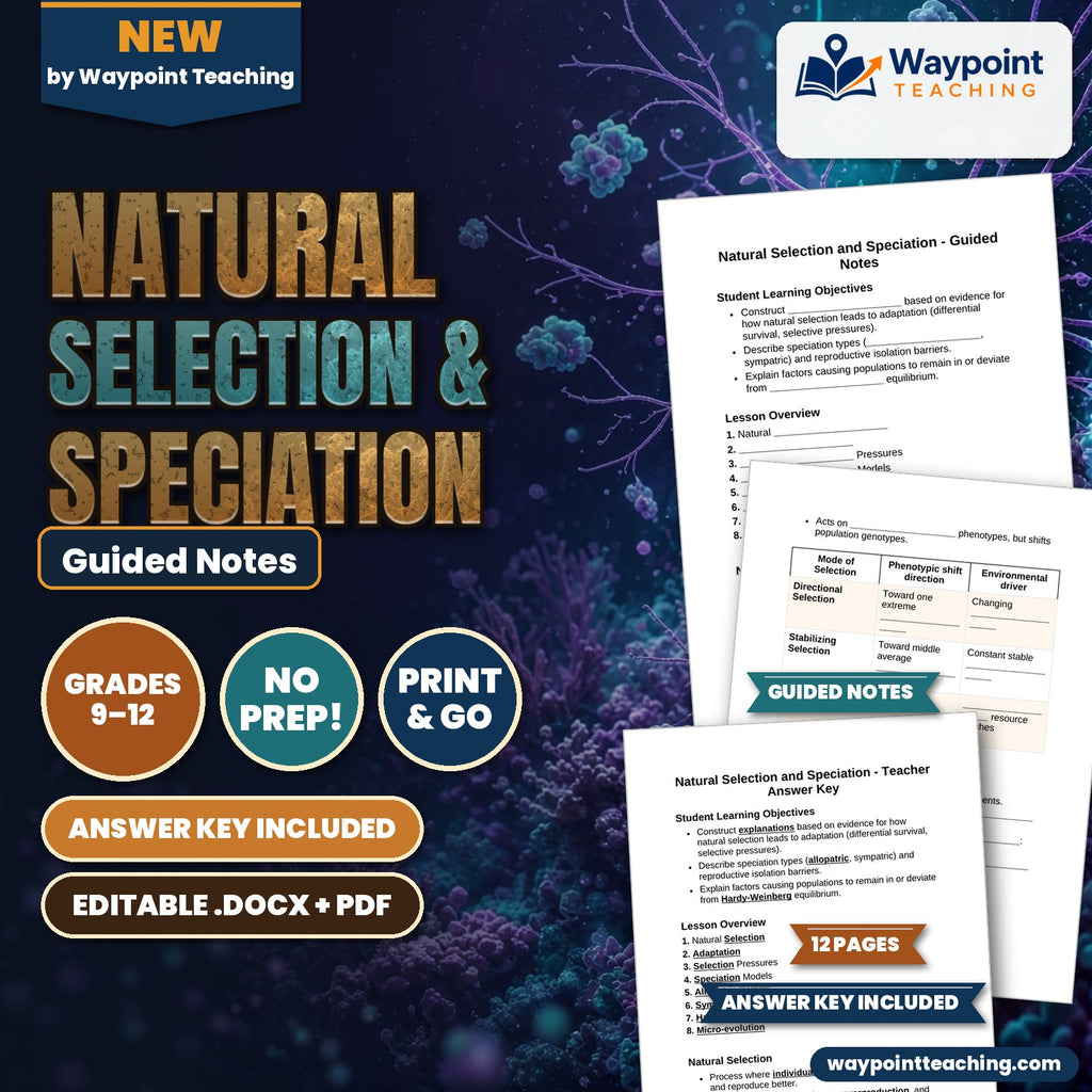 Natural Selection & Speciation Guided Notes cover