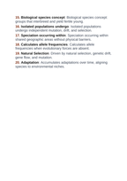 Natural Selection & Speciation Vocabulary Words & Definitions sample page