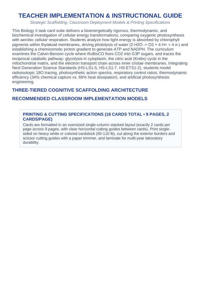 Photosynthesis & Respiration CER Task Cards sample page
