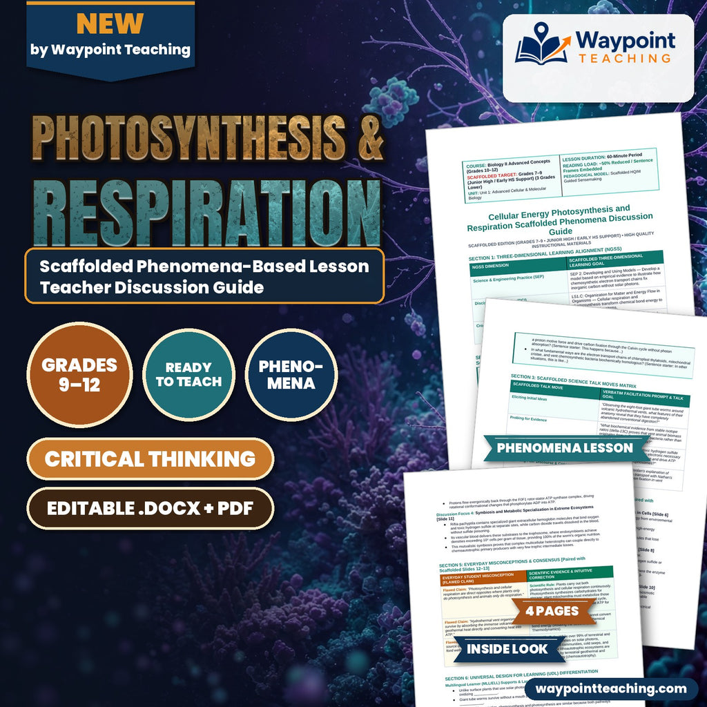 Photosynthesis & Respiration Scaffolded Phenomena-Based Lesson: The Sunless Metropolis: Hydrothermal Vent Ecosystems Powered by Sulfide Teacher Discussion Guide cover