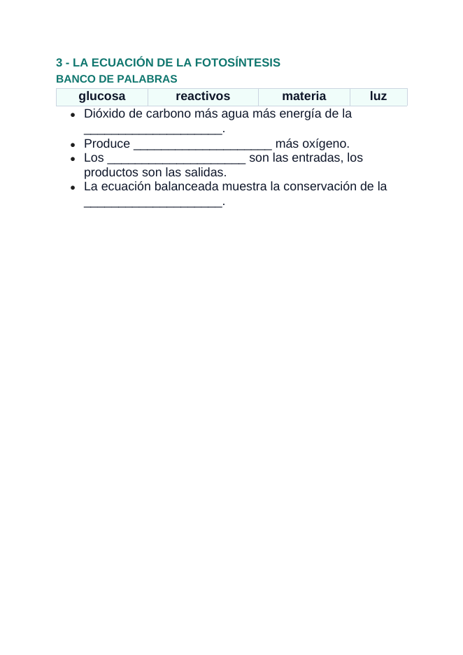 Photosynthesis & Respiration Spanish Guided Notes sample page