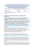 Post-Transcriptional Pre-mRNA Processing: 5'-Capping, Polyadenylation, and Spliceosomal Alternative Splicing CER Phenomena Worksheet sample page