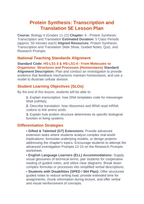 Protein Synthesis 5E Lesson Plan sample page