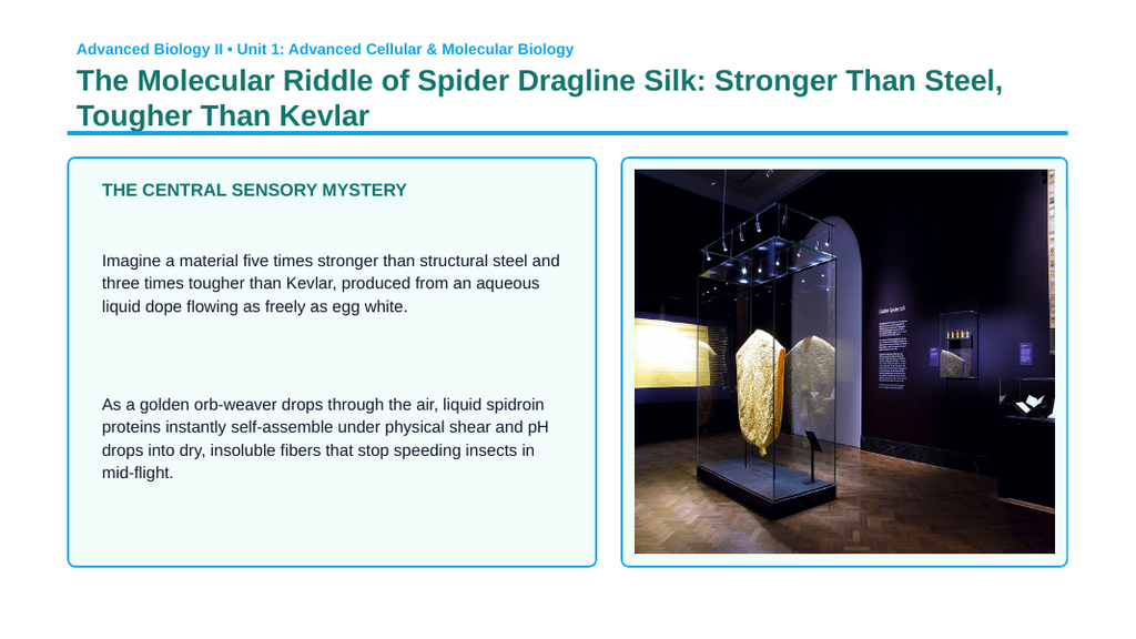 Protein Synthesis Phenomena-Based Lesson: The Molecular Riddle of Spider Dragline Silk: Stronger Than Steel, Tougher Than Kevlar Presentation sample page