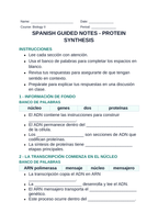 Protein Synthesis Spanish Guided Notes sample page