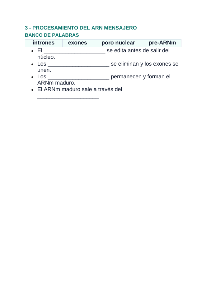 Protein Synthesis Spanish Guided Notes sample page