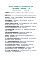 Protein Synthesis Vocabulary Words & Definitions sample page