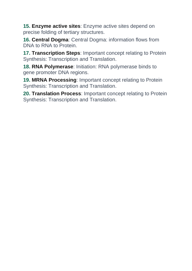 Protein Synthesis Vocabulary Words & Definitions sample page