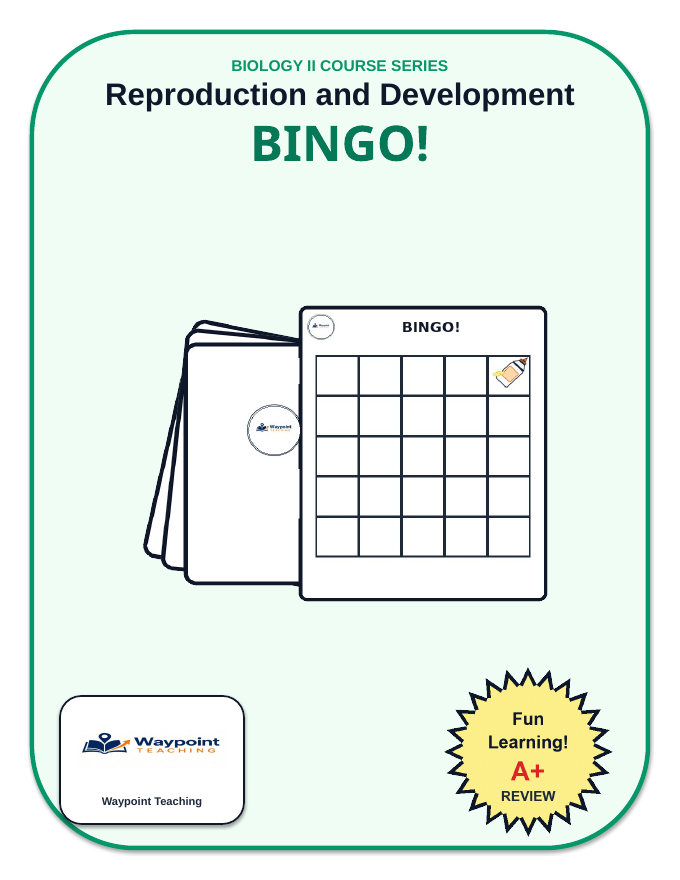 Reproduction & Development BINGO Review Game sample page
