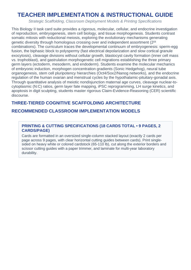 Reproduction & Development CER Task Cards sample page