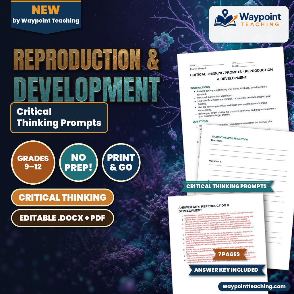 Reproduction & Development Critical Thinking Prompts cover