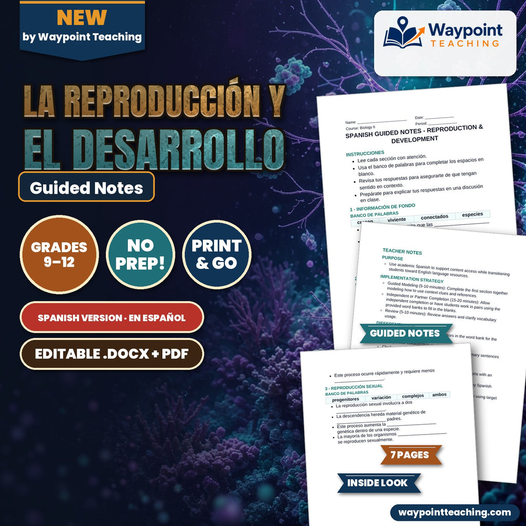 Reproduction & Development Spanish Guided Notes cover