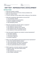 Reproduction & Development Unit Test sample page