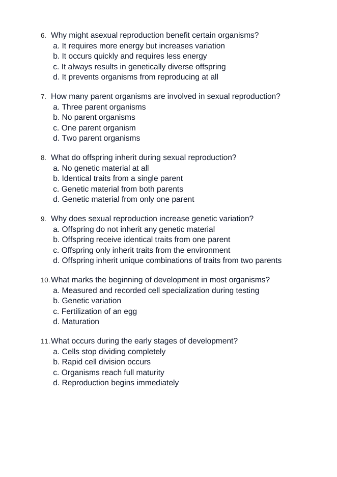 Reproduction & Development Unit Test sample page