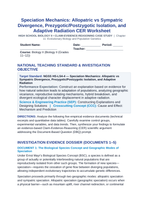 Speciation Mechanics: Allopatric vs Sympatric Divergence, Prezygotic/Postzygotic Isolation, and Adaptive Radiation CER Phenomena Worksheet sample page