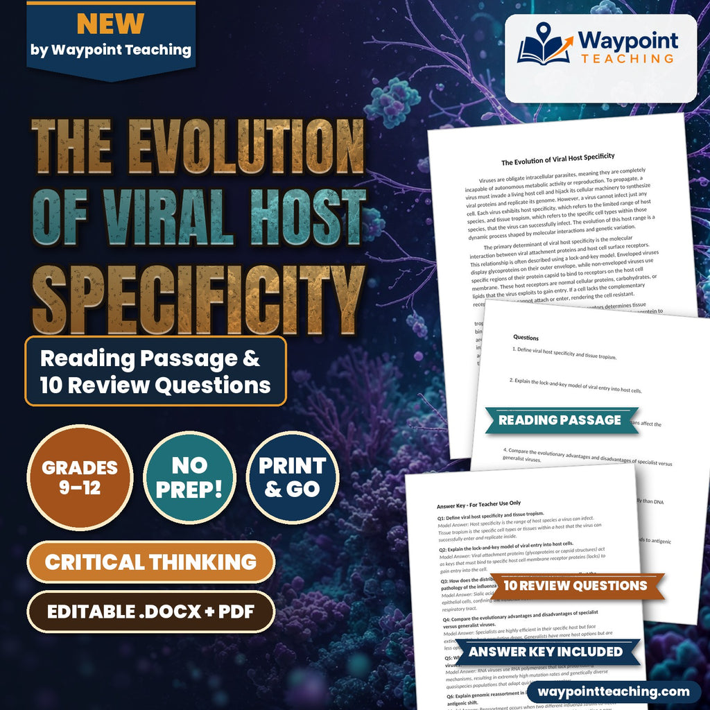 The Evolution of Viral Host Specificity Reading Worksheet cover