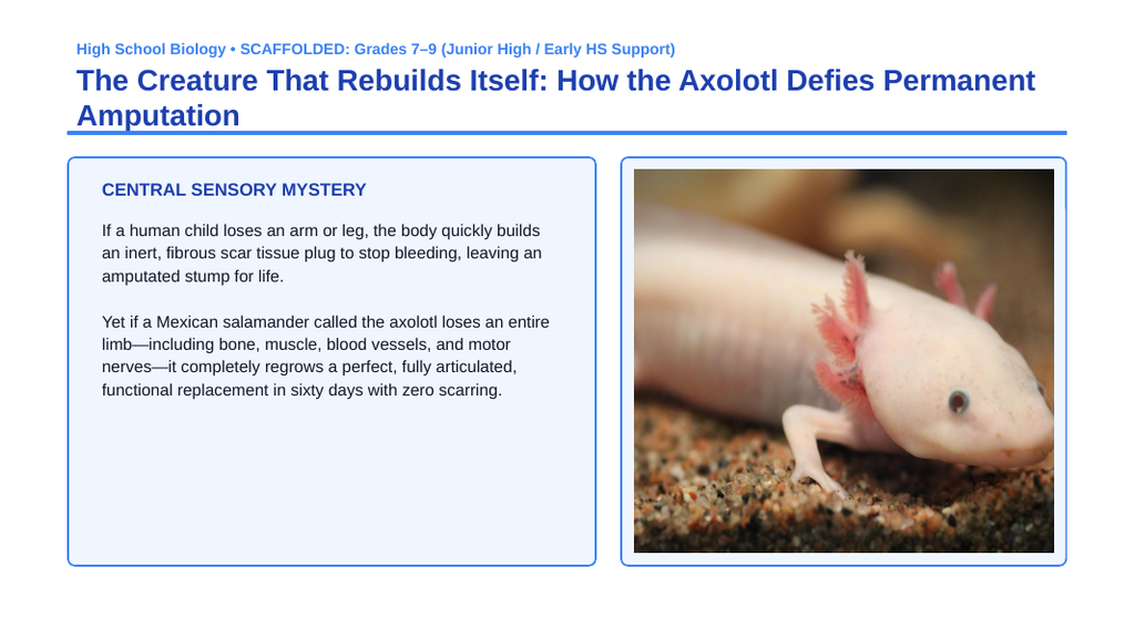 Intro to Animals Scaffolded Phenomena-Based Lesson: Axolotl Limb Regeneration Presentation sample page