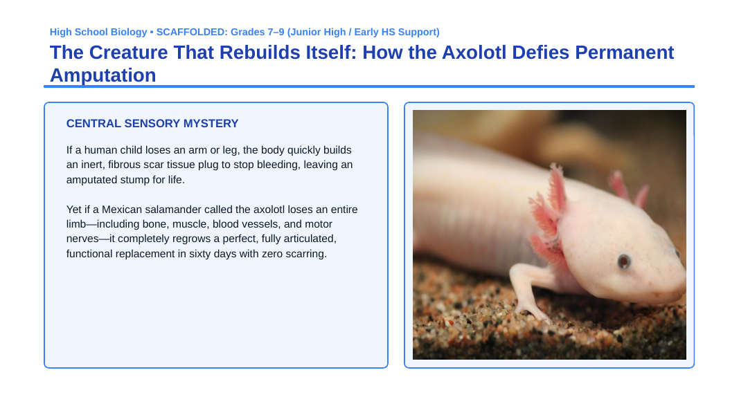 Intro to Animals Scaffolded Phenomena-Based Lesson: Axolotl Limb Regeneration Presentation sample page