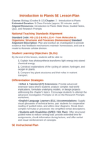 Intro to Plants 5E Lesson Plan sample page
