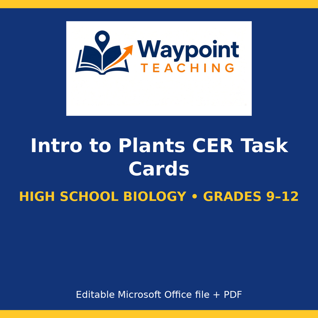 Intro to Plants CER Task Cards cover