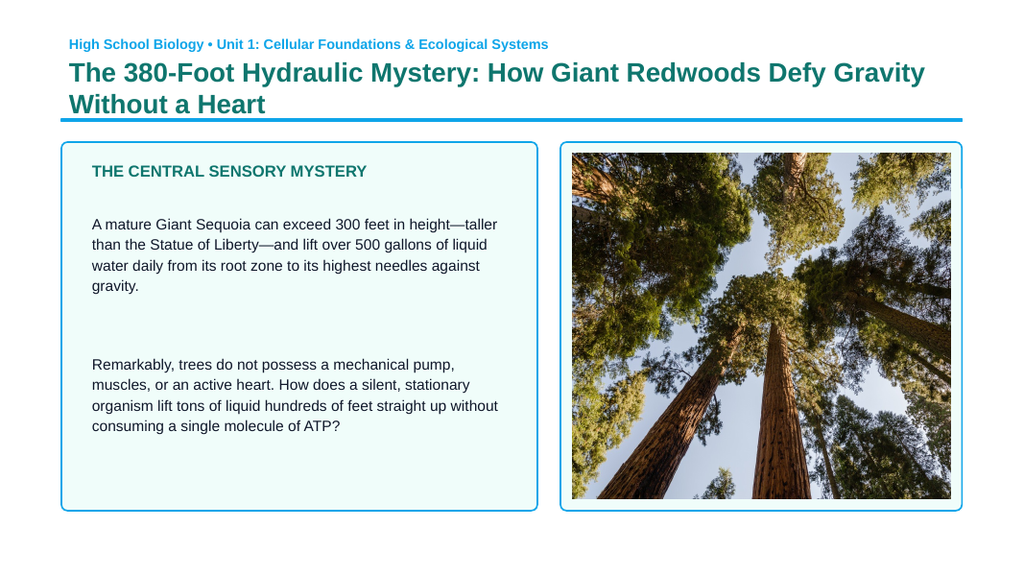 Intro to Plants Phenomena-Based Lesson: Giant Sequoia Cohesion Tension Presentation sample page