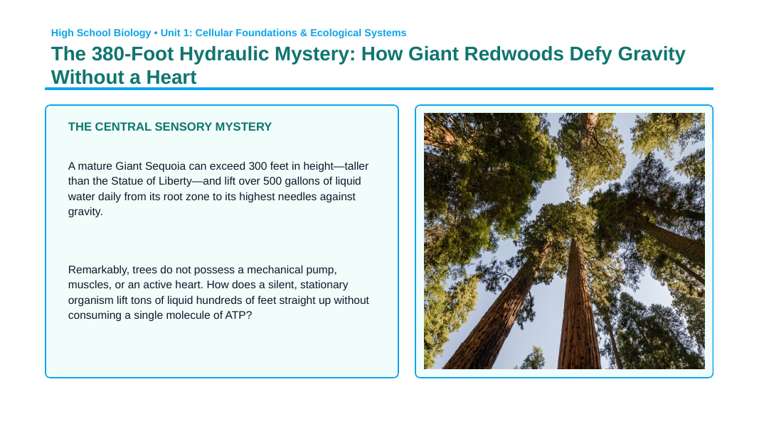 Intro to Plants Phenomena-Based Lesson: Giant Sequoia Cohesion Tension Presentation sample page