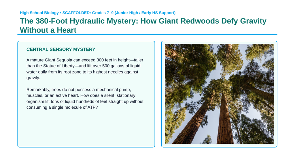 Intro to Plants Scaffolded Phenomena-Based Lesson: Giant Sequoia Cohesion Tension Presentation sample page