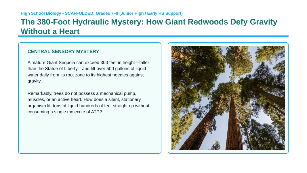 Intro to Plants Scaffolded Phenomena-Based Lesson: Giant Sequoia Cohesion Tension Presentation sample page