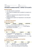 Intro to Plants Spanish Guided Notes sample page