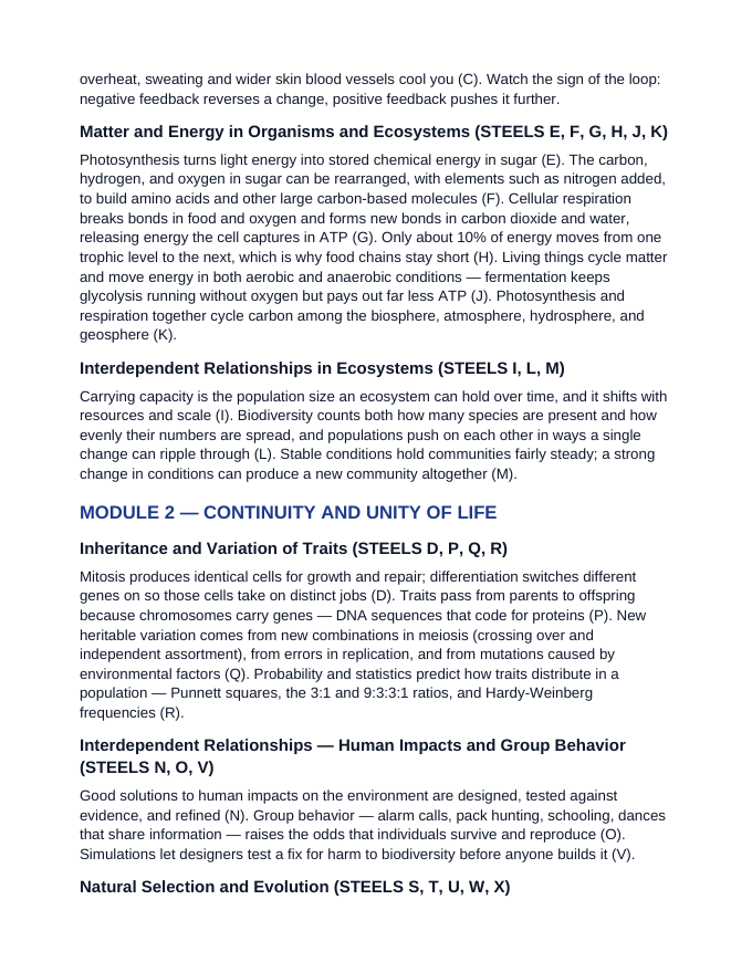 Keystone Biology Comprehensive Study Guide sample page