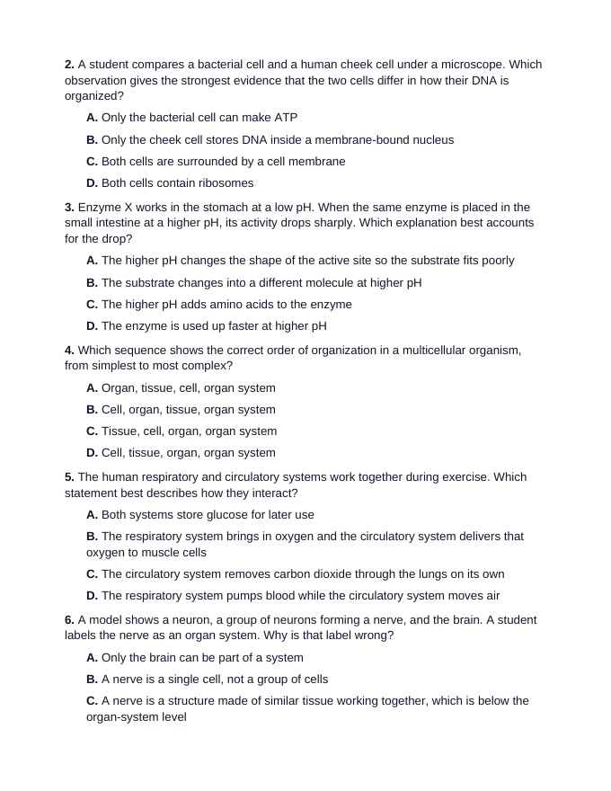 Keystone Biology Full Practice Exam sample page