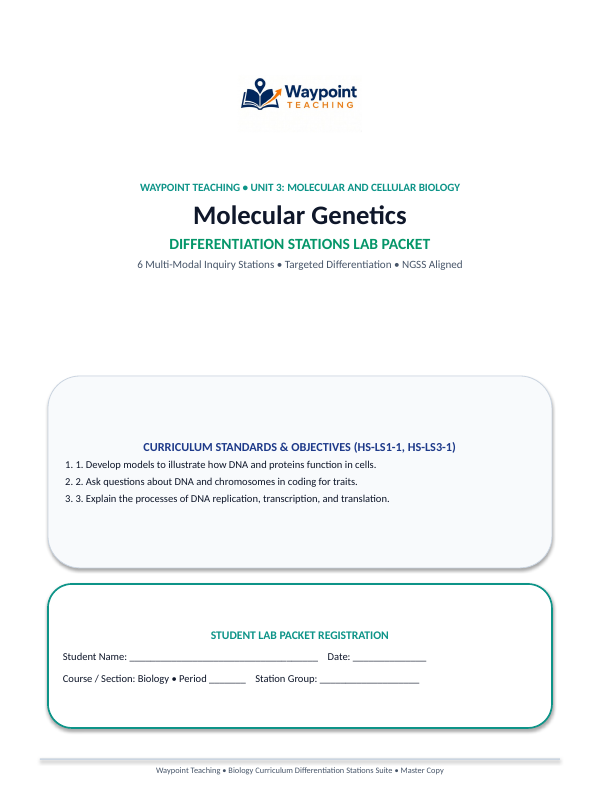 Molecular Genetics Differentiation Stations sample page