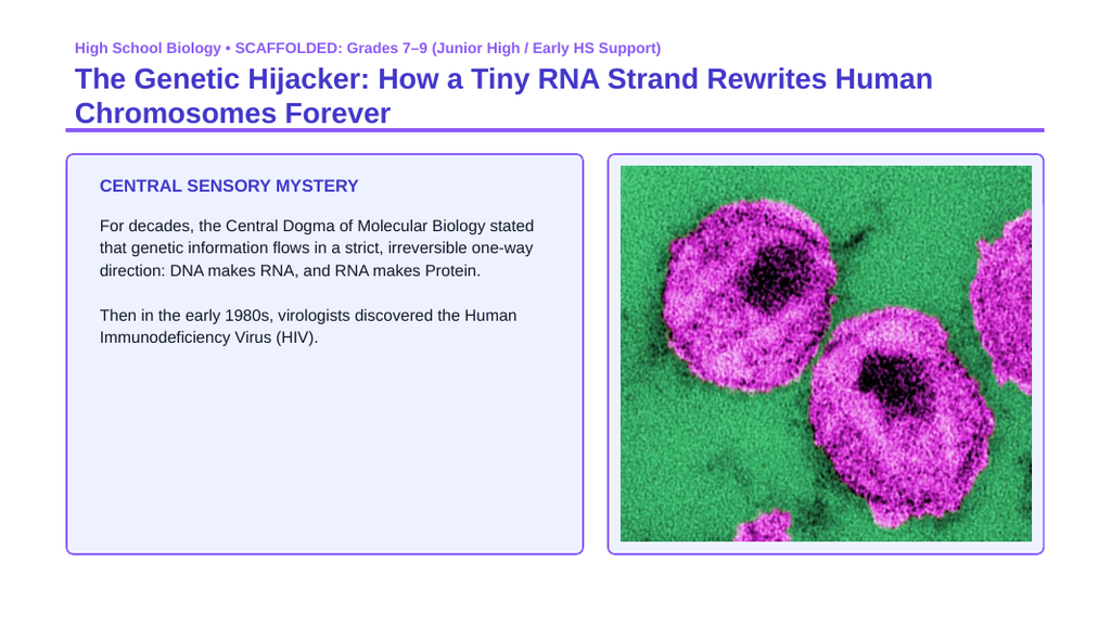 Molecular Genetics Scaffolded Phenomena-Based Lesson: HIV Reverse Transcription Presentation sample page