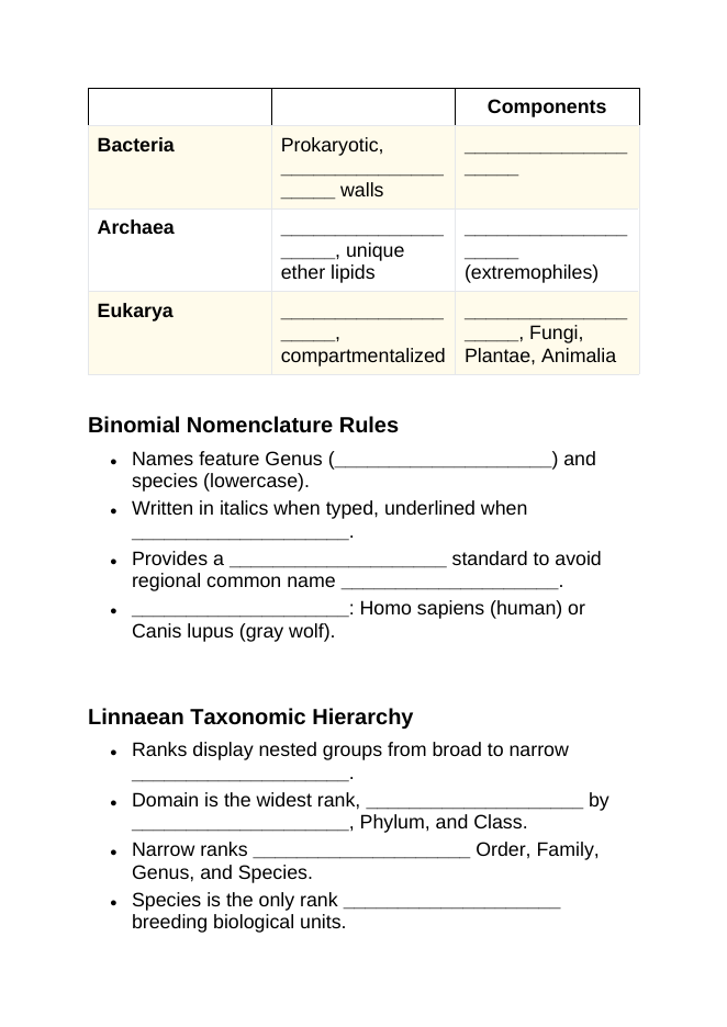 Organizing Life’s Diversity Guided Notes sample page