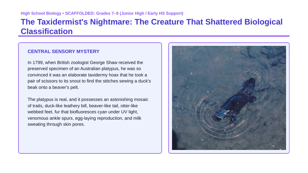 Organizing Life’s Diversity Scaffolded Phenomena-Based Lesson: Platypus Mosaic Classification Presentation sample page