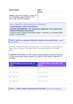 Organizing Life’s Diversity Scaffolded Phenomena-Based Lesson: Platypus Mosaic Classification Student Response Sheet sample page