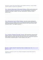 Organizing Life’s Diversity Scaffolded Phenomena-Based Lesson: Platypus Mosaic Classification Student Response Sheet sample page