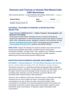Osmosis and Tonicity in Human Red Blood Cells CER Phenomena Worksheet sample page