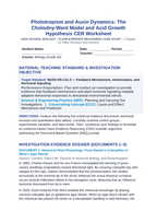 Phototropism and Auxin Dynamics: The Cholodny-Went Model and Acid Growth Hypothesis CER Phenomena Worksheet sample page
