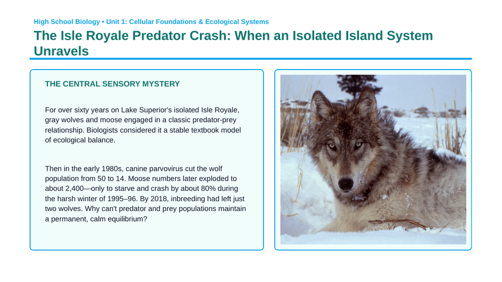Population Ecology Phenomena-Based Lesson: Isle Royale Wolf Moose Crash Presentation sample page